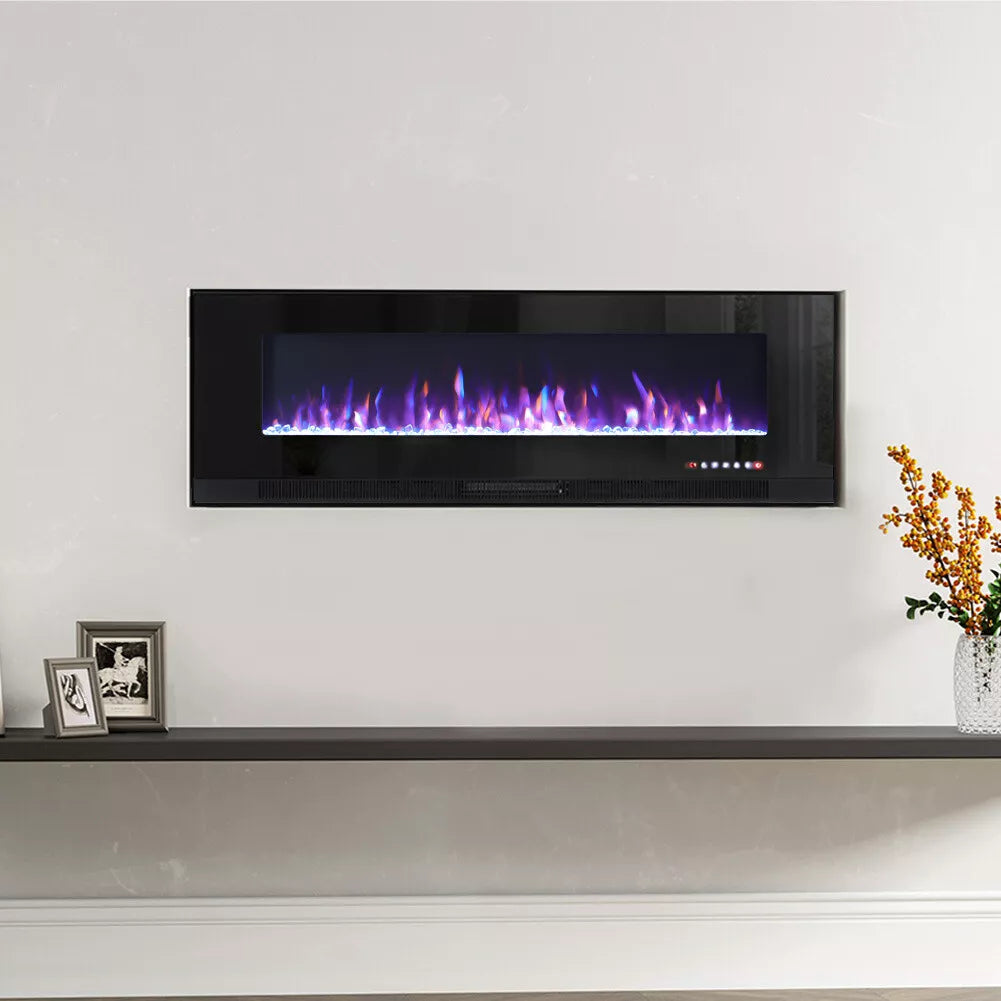 LED Fireplace Media Wall Fire Wall Mounted / Standing Electric Heater 40-100in