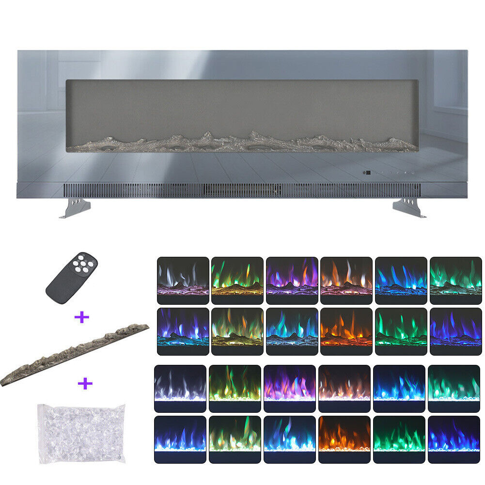 LED Fireplace Media Wall Fire Wall Mounted / Standing Electric Heater 40-100in