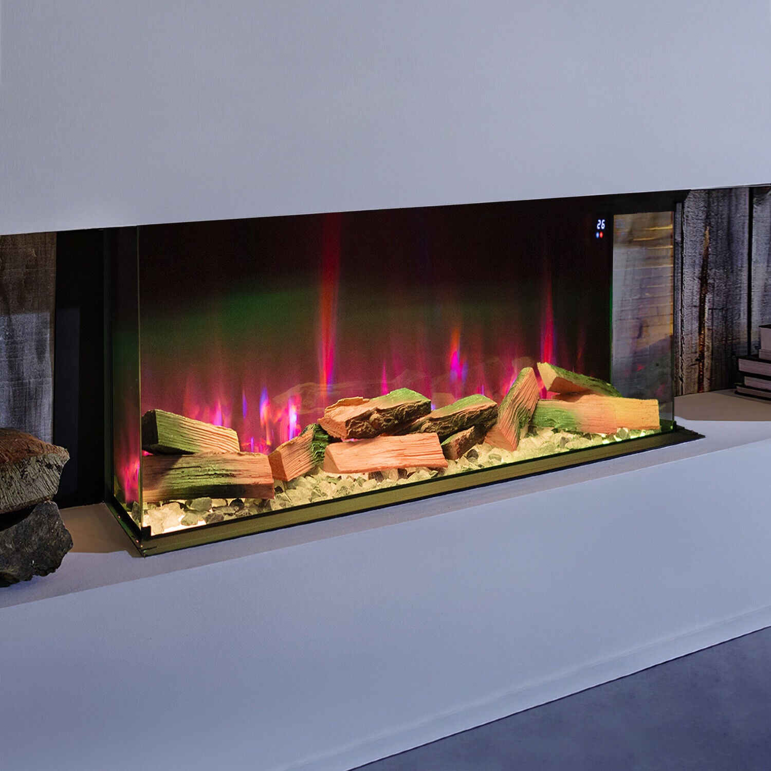 LED Fireplace Media Wall Fire Wall Mounted / Standing Electric Heater 40-100in