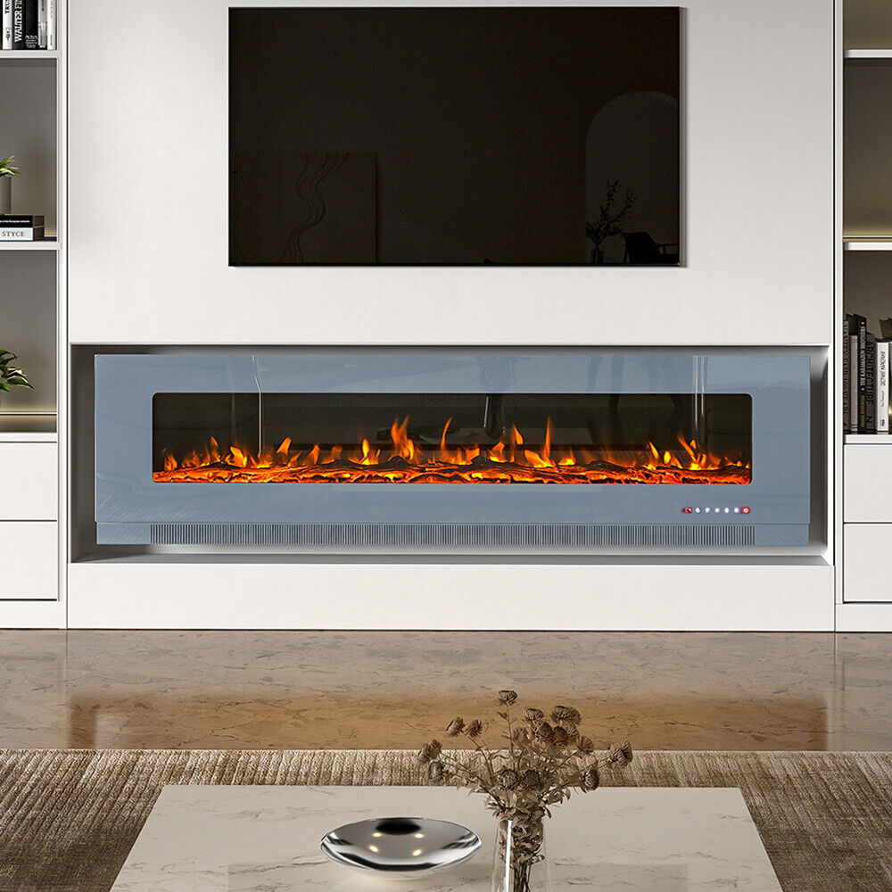 LED Fireplace Media Wall Fire Wall Mounted / Standing Electric Heater 40-100in
