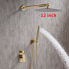 Bathroom Shower System Brass Rainfall Mixer Set Bath Tap Faucet Kit Brushed Gold