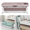 L-XL Folding Bathtub Adult Kids Portable Bath Tub with Cover Spa Sauna Relaxing