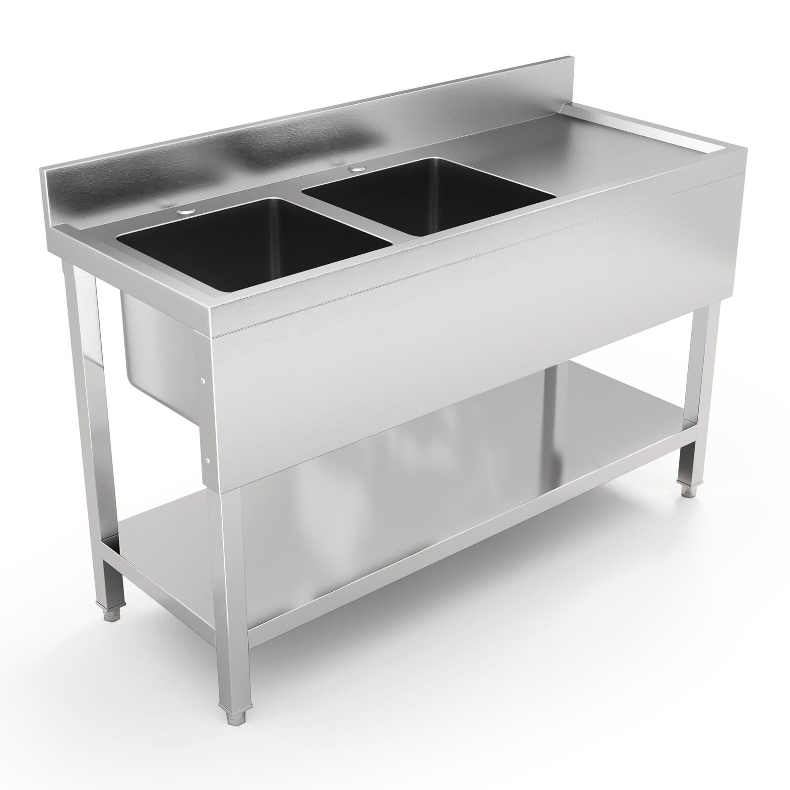 Catering Sink Kitchen Stainless Steel Single/Double Bowl Drainer Unit Prep Table