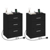 1/2x Bedside Table Cabinets w/ Charging Station Nightstand Storage Unit 3 Drawer