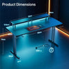 Gaming Desk with LED Lights & Power Outlet, Computer Desk with Monitor Stand