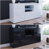Modern TV Stand Unit Cabinet Living Room Set Entertainment Gloss Doors Free LED