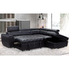 New Nevada Leather Corner Sofa Bed Black 4 to 5 Seater Storage Ottoman Headrest