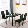 Black Tempered Glass Dining Table Top and 4/6 Chairs Faux Leather Seat Furniture