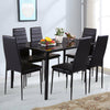 Black Tempered Glass Dining Table Top and 4/6 Chairs Faux Leather Seat Furniture