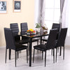 3 sizes Black Glass Dining Table and 4/ 6 Faux Leather Chairs Set Home Furniture