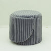 Ottoman Storage Stool Ribbed Round Pouffe Seat 3-in-1 Compact Chair Footstool