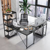 Flamaker 140cm L Shaped Corner Desk Computer Desk with Shelves for Home Office