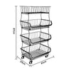 2-6 Tier Vegetable Fruit Trolley Cart Kitchen Rack Storage Basket Holder Shelf