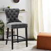 Kitchen Counter Bar Stool Breakfast Barstool High Chair Velvet Fabric Wood Legs