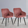 2pcs Dining Chairs Set Faux Leather/Velvet Padded Metal Legs Restaurant Armchair