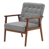 Linen/Distressed Leather Lounge Chair Occasional Retro Tub Armchair Padded Seat