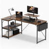 Flamaker Office Desk L Shaped Corner Desk Gaming Desk Home w/ Storage Shelves