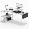 Flamaker Office Desk L Shaped Corner Desk Gaming Desk Home w/ Storage Shelves