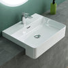 White Semi Recessed Bathroom Basin Ceramic Countertop Sink Rectangle Washbasin