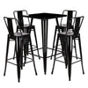 Retro Metal Pub Kitchen Dining Breakfast Bar Table & 2/4 High Chairs Stools Set