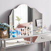 Glass Mirrored Dressing Table Makeup Vanity Desk Bedroom w/ Drawer&Mirror&Stool