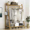 Bamboo Wooden Clothes Rail Hat Rack Open Wardrobe Garment Hanging Display Stand