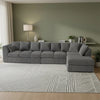 Corner Grey Jumbo Cord 6-7 Seater Modular Sofa with Spacious Footstool Included
