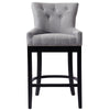 Fabric Wooden Breakfast Bar Stools Chair High Leg Chairs Counter Backrest Home