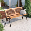 Cast Iron Outdoor Bench Garden 3 Seater Furniture Wood Park Seat Patio Armrest