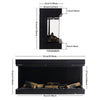 Electric 3 Sided Media Fire 40-100in Wall Insert LED Flames Fireplace Panoramic