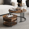 Set of 2 Nesting Coffee Tables Round Stacking Sofa Side Tables for Living Room
