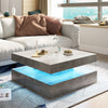 High Gloss Coffee Table with LED Light Living Room Cocktail Sofa Center Table