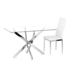 Dining Table and 2/4/6 Chairs Set Tempered Glass PVC Leather Rectangle White NEW