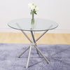 KITCHEN 2-4 SEATS DINING ROOM CHROME GLASS ROUND DINNER TABLE AND 2 CHAIRS SET