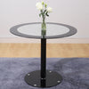 KITCHEN 2-4 SEATS DINING ROOM CHROME GLASS ROUND DINNER TABLE AND 2 CHAIRS SET
