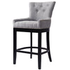 Kitchen Counter High Chair Linen Padded Seat Breakfast High Bar Stool w/Footrest