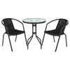 Outdoor Furniture Round Table Glass Top Coffee Dining Balcony Leisure Chair Seat