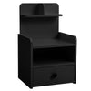 Black Wood Bedside Cabinet Side Table Book Lamp Shelf Nightstand with 1/2 Drawer