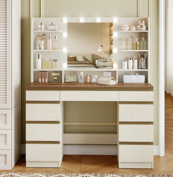 Dressing Table With Led Mirror Drawers Set Makeup Desk Vanity Table Lights