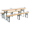 Outdoor Wooden Folding Beer Table Bench Garden Furniture Set Steel Trestle Legs