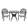 3Pcs Black Cast Aluminium Square Garden Table and Chairs Outdoor Dining Set UK