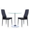 70cm Round Dining Table &2 4 Black Chairs Padded Seat Kitchen Dining Room Lounge