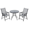 80cm Glass Table And Folding Chairs w/ Parasol Hole Garden Patio Furniture Sets