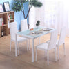 Toughened Tempered Glass Dining Table and Upholstered Chair Set Kitchen Seat UK