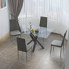 130cm Glass Dining Table & 2/4/6 Chairs Set Rectan Kitchen Home Office Furniture