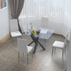 130cm Glass Dining Table & 2/4/6 Chairs Set Rectan Kitchen Home Office Furniture