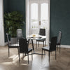Dining Table Chairs 4/6 Set Black PU Leather Seat Dining Kitchen Room Furniture