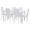 120cm Dining Table With 4/6 Chairs Set Glass Top Faux Leather Home Kitchen White
