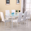 Toughened Tempered Glass Dining Table and Upholstered Chair Set Kitchen Seat UK