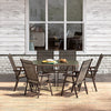 Metal Garden Dining Set Glass Parasol Table And Dining Chairs 4/6 Seater Outdoor